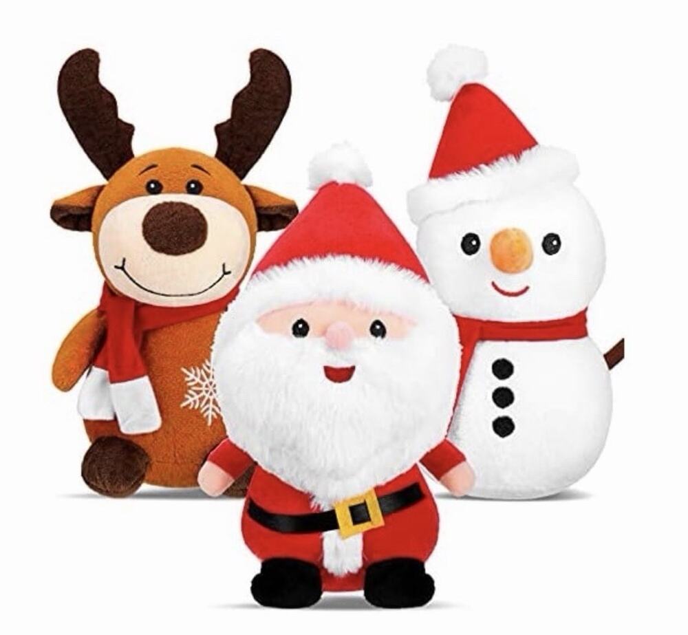 3 Pieces Christmas Plush Toys Santa Claus, Reindeer , Snowman